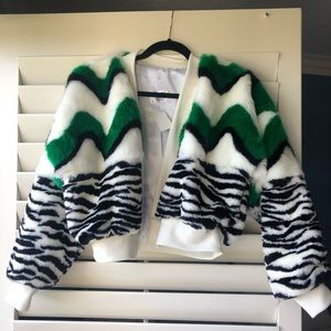 Trendy fluffy coat / jacket - zebra print